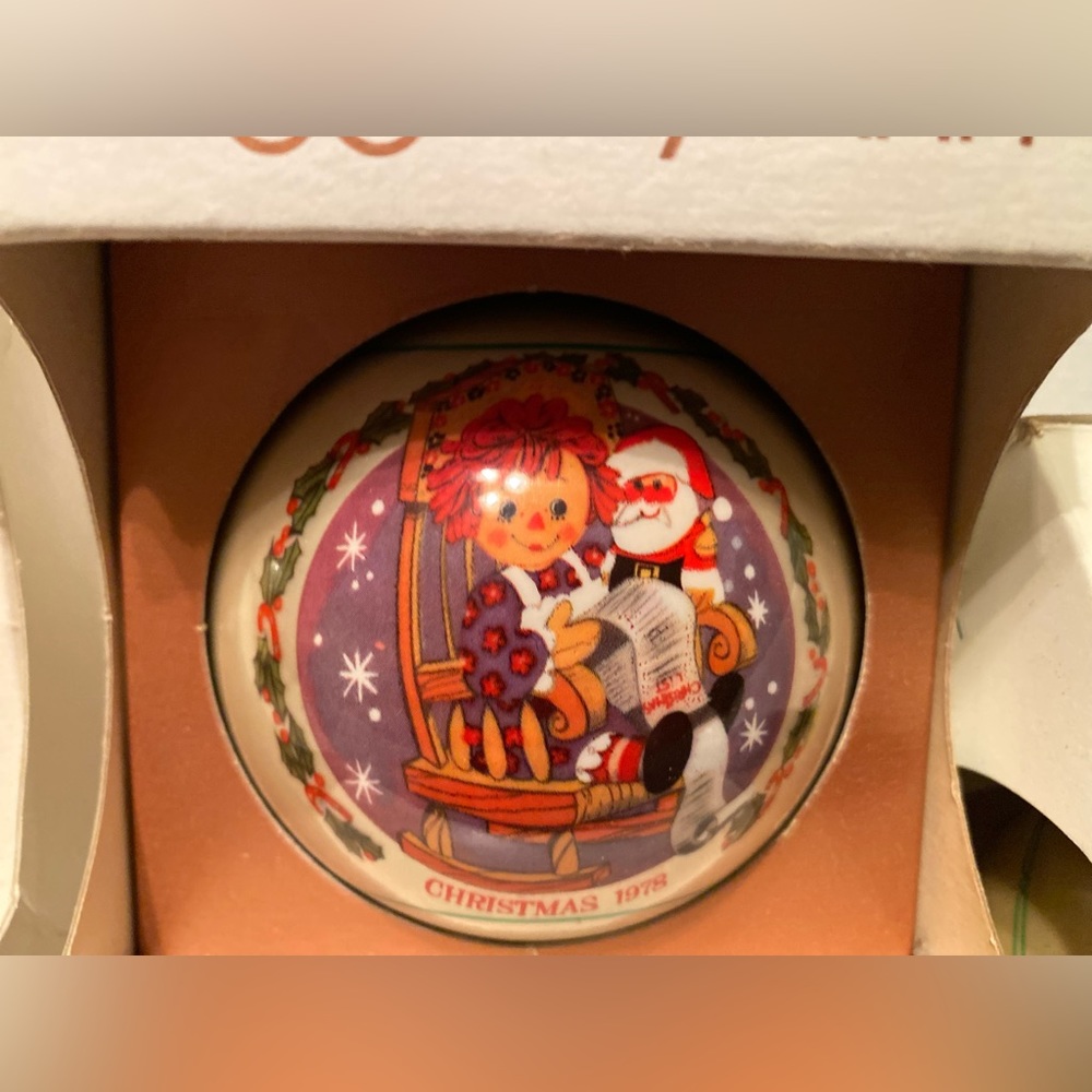Schmid Raggedy Ann and Andy Ornament Ball Lot 5 Vintage - Picture 7 of 15